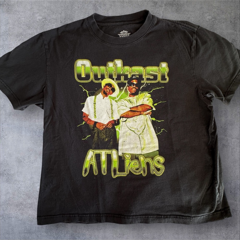 Outkast ATLiens T-Shirt Large Black Graphic Hip Hop Rap Tee Andre 3000 Big Boi